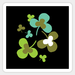 Happy Green Clover Leaves Silhouette Art II Sticker